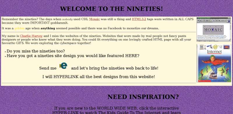 screengrab of nineties.website