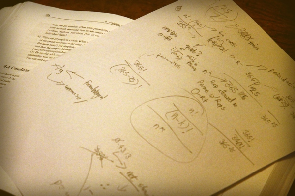 my qorkings out for the birthday problem solution