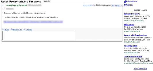 Screen shot of gmail before ad removal
