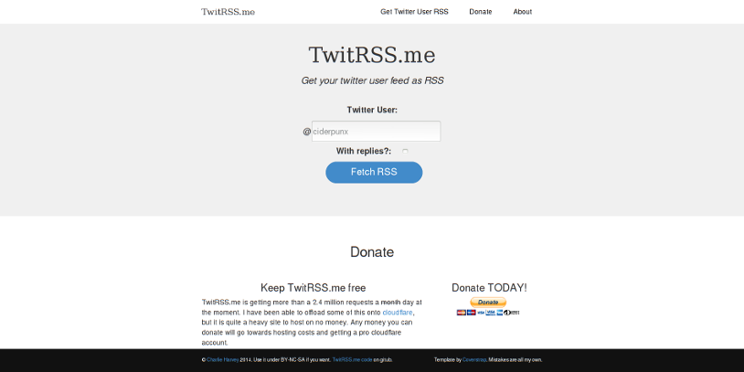 TwitRSS.me: Get an RSS feed of a Twitter search cover image