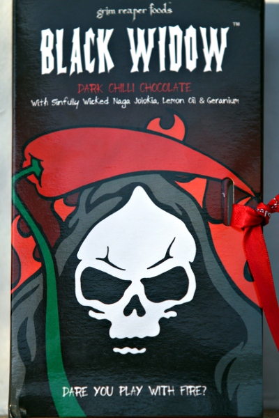 black widow chocolate bar wrappper