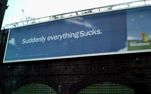 Suddenly everything sucks billboard graff